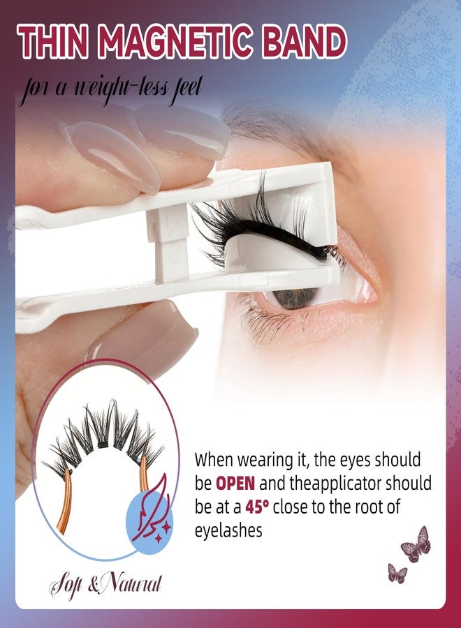 Mayhug Magnetic Eyelashes 3 Pairs Reusable Magnetic Eyelashes with Applicator No Glue Needed Eyelashes Natural-Looking Eyelashes, Eyelash Curler Set, Easy to Wear and Remove (3 Pairs-Kit 4) - Image 2